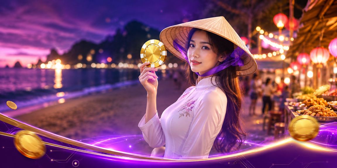 Điện thoại hiển thị giao diện giải trí với bối cảnh Côn Đảo và nón lá Việt Nam