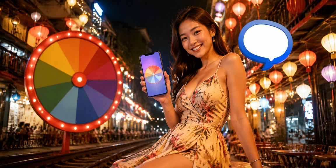 Khung cảnh chợ đêm Hà Nội với roulette minh họa hỗ trợ giải trí ban đêm