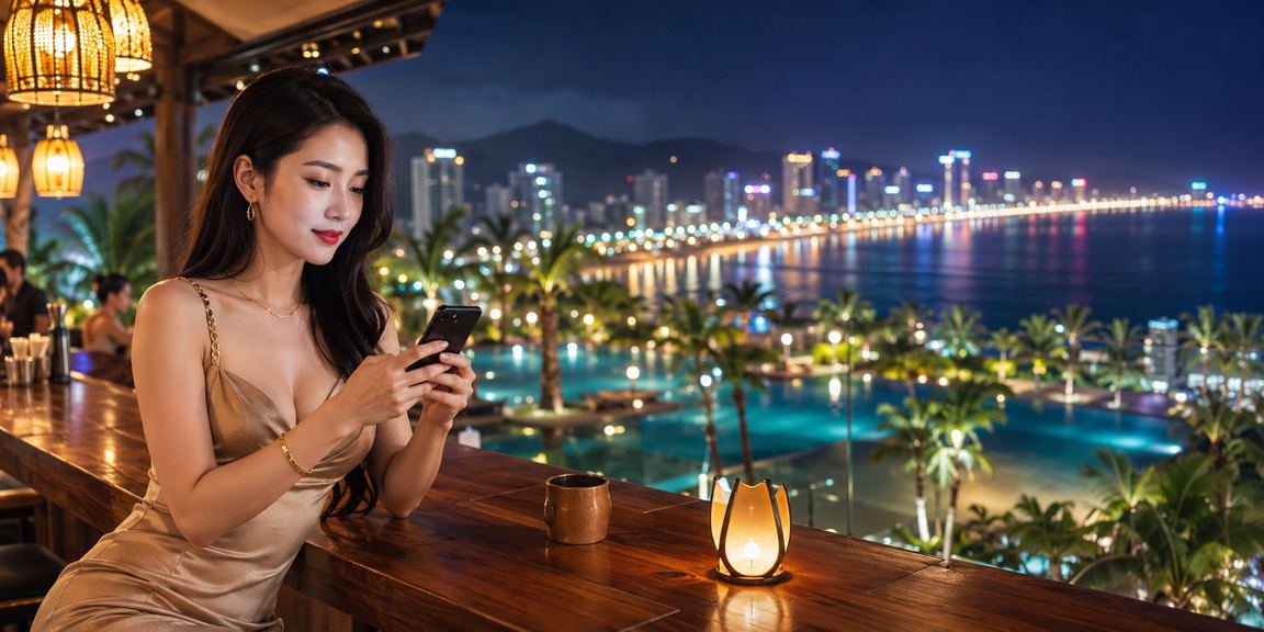 Người dùng tại Quy Nhơn xem lịch thể thao trên điện thoại bên ly cà phê